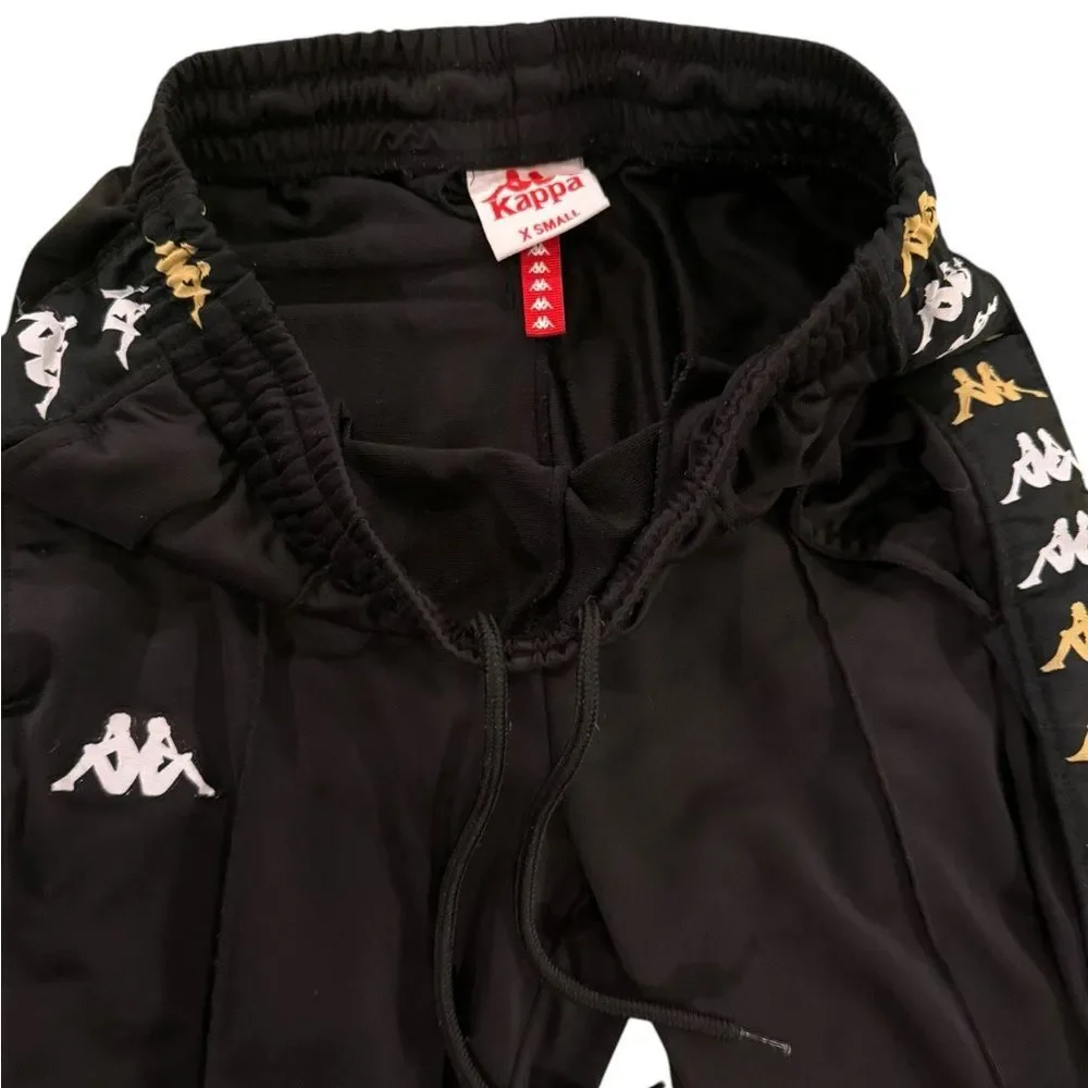 KAPPA Black Sweatpants Joggers Side Pockets Zip-Ankles & Back Pocket Men's XS